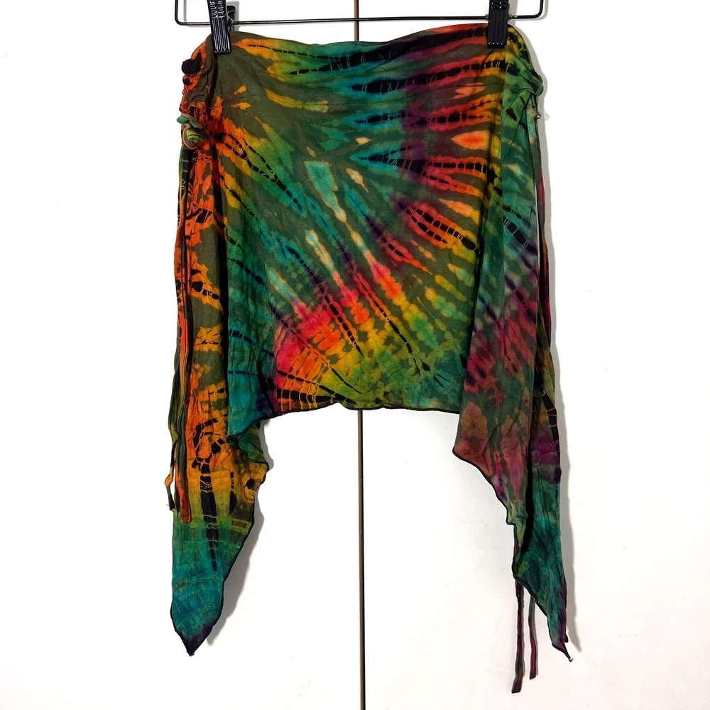 Culture Shop Handkerchief Skirt O/S Tie Dye Rainbow Boho Asymmetric Festival
